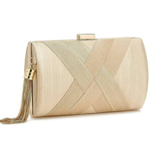 Textured Evening Clutch Bag – Champagne