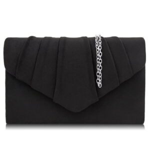 Pleated Envelope Clutch Bag – Black